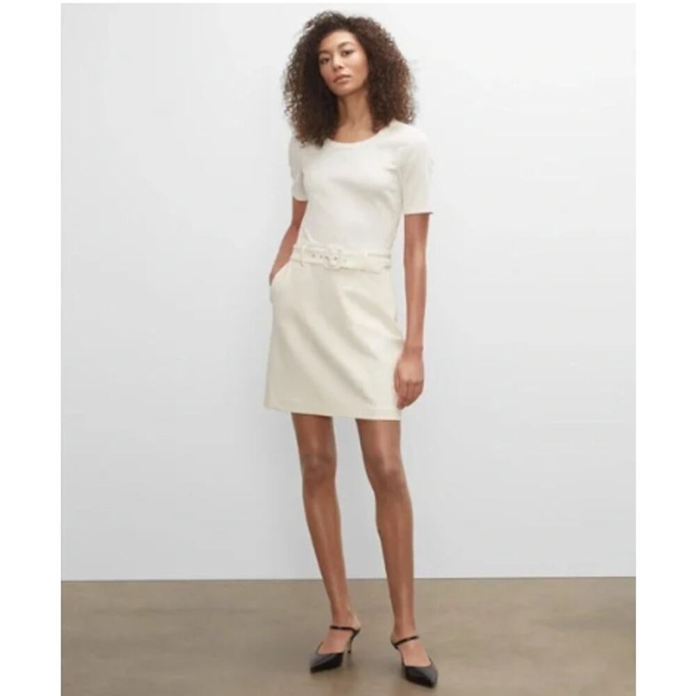Club Monaco Belted Cream Dress (Size 10)